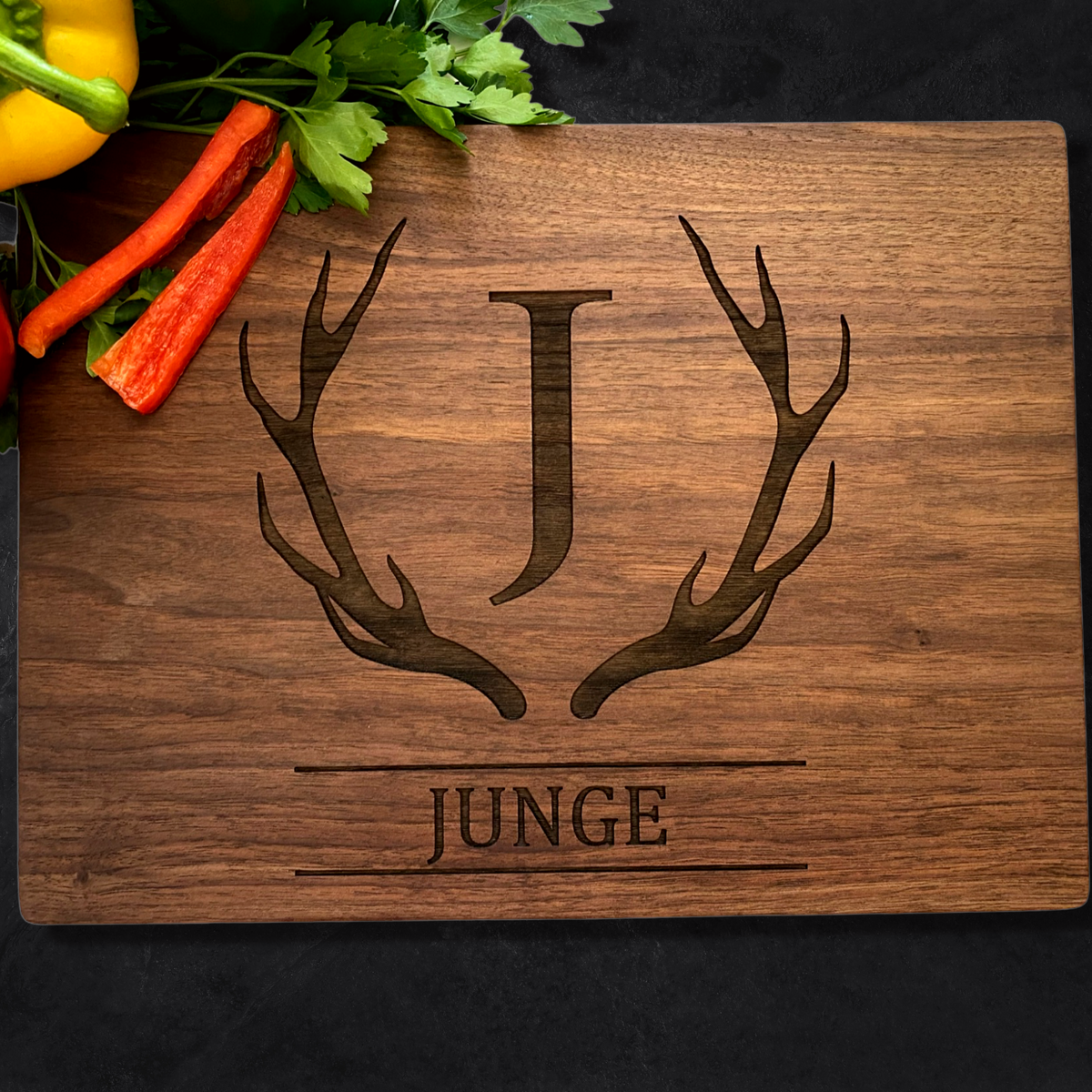 Dark Wood Antler Hunter's Cutting Board