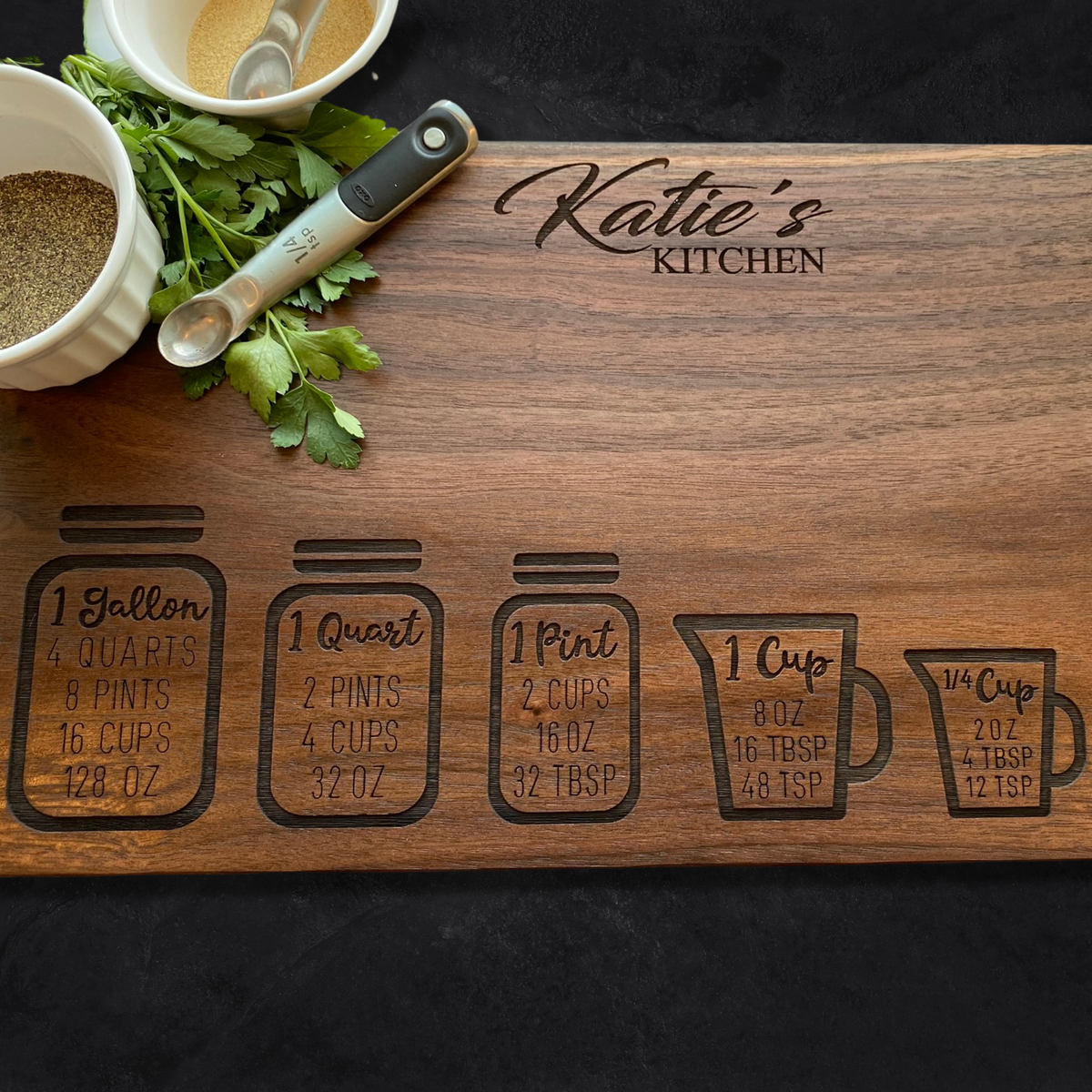 Personalized Cutting Boards with Conversion Charts - Battle Born Wood Shop