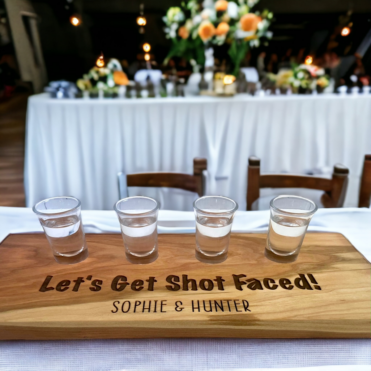 Let's Get Shot Faced Personalized 4 Shot Serving Board - Personalized ...