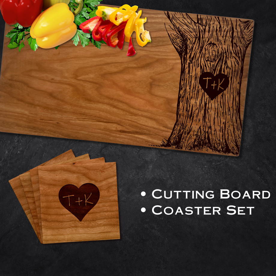 Initials Carved in a Tree Personalized Cutting Board- Personalized