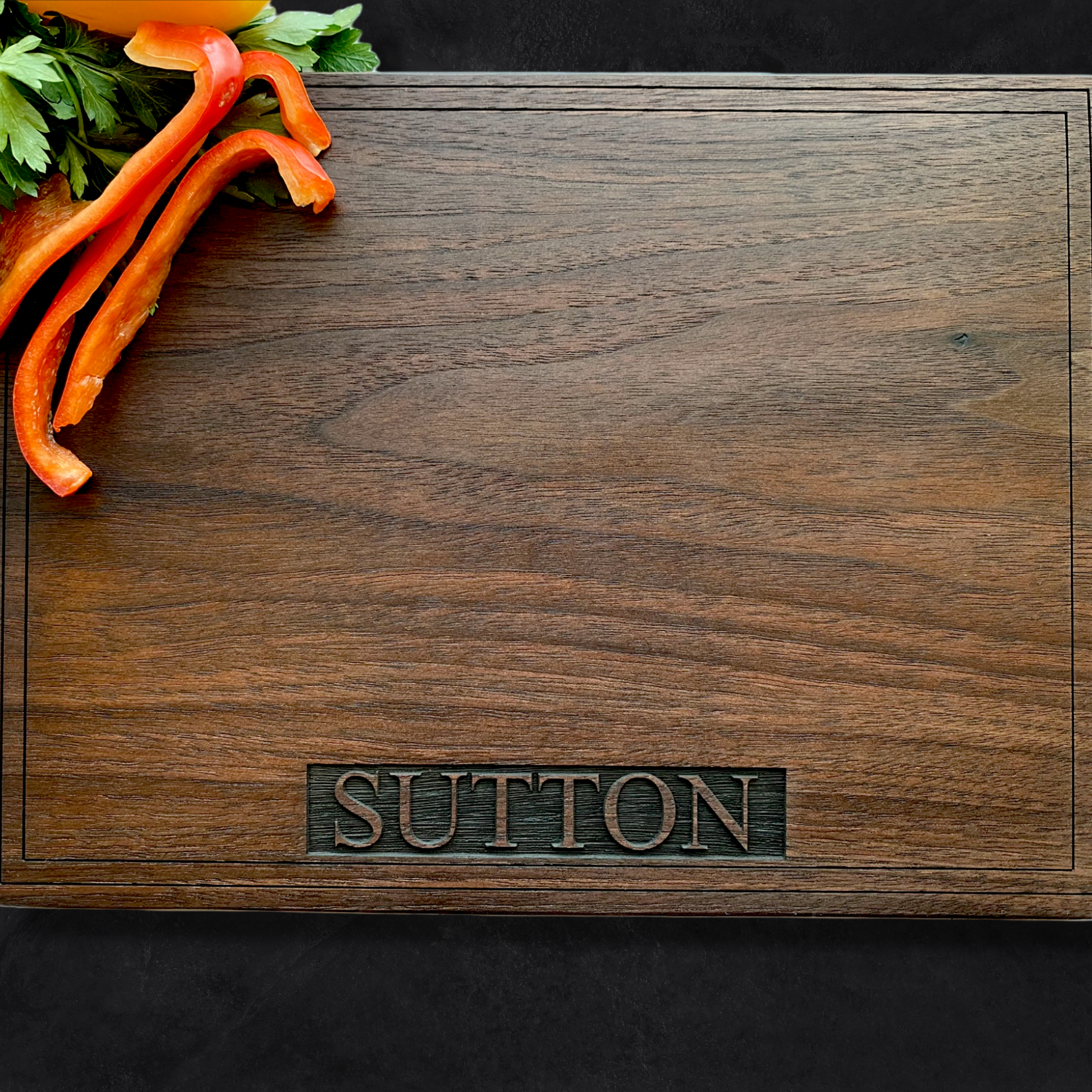 Simply Elegant Personalized Cutting Board: 16x22 - Walnut - Bruce
